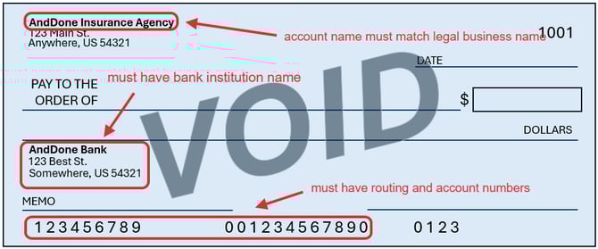 voided check help