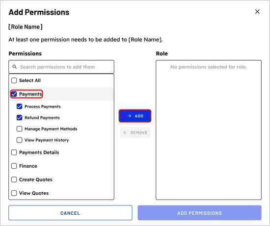 Expand Permission Categories & Select Preferred Permissions