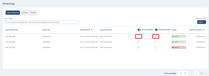 Financing Workflow Screenshot