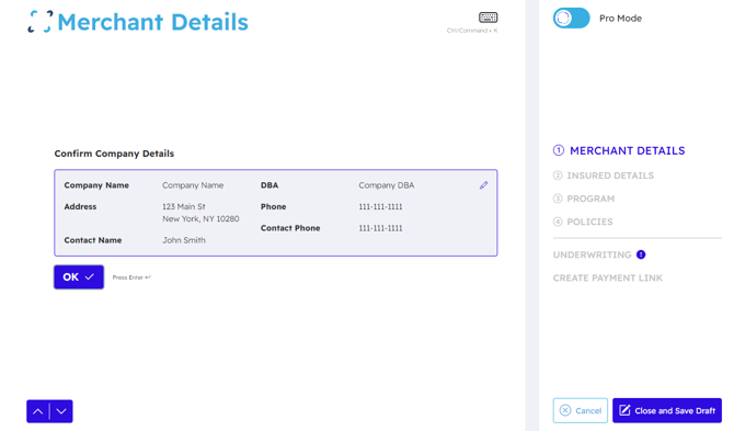 Merchant Details Screen Screenshot